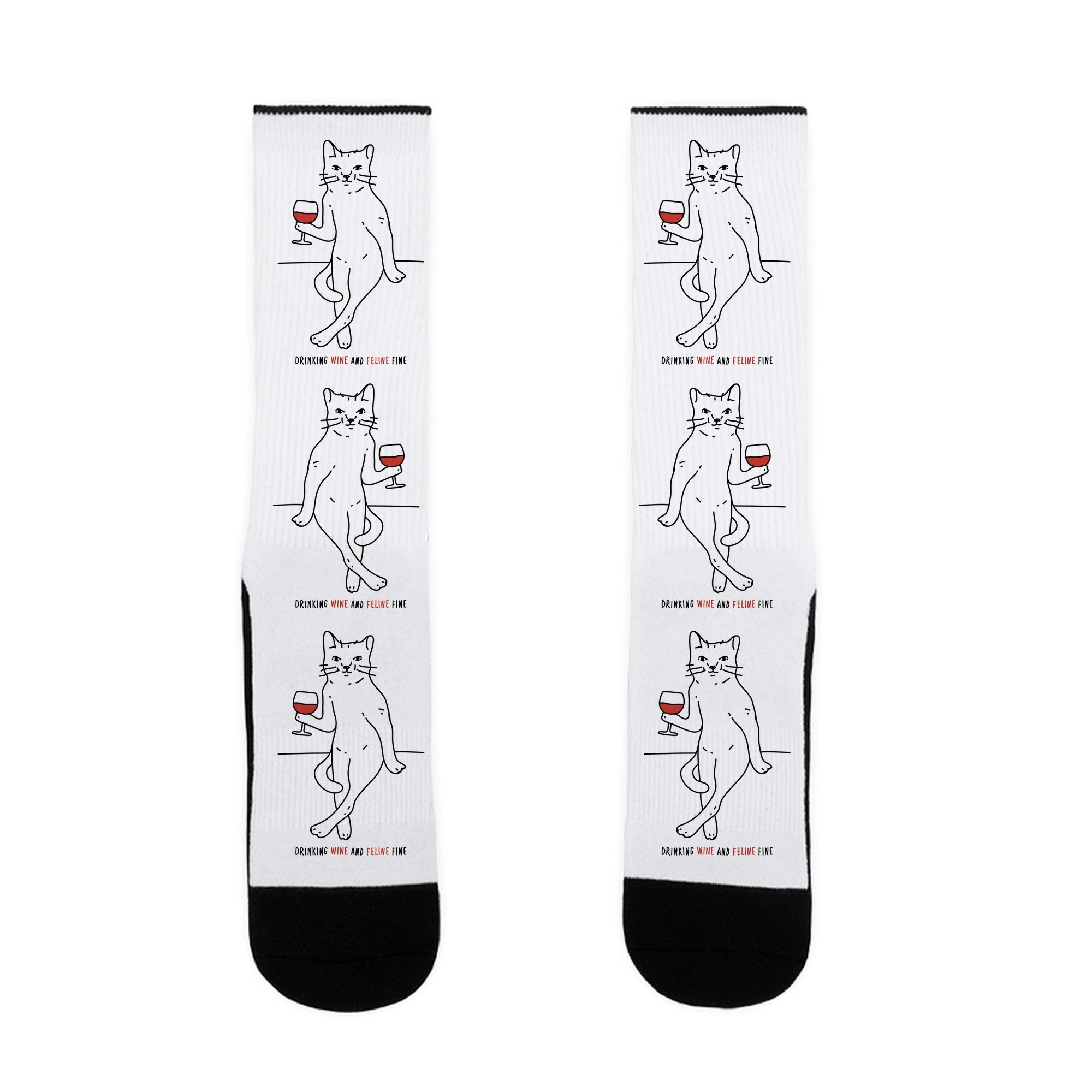 Drinking Wine And Feline Fine Socks