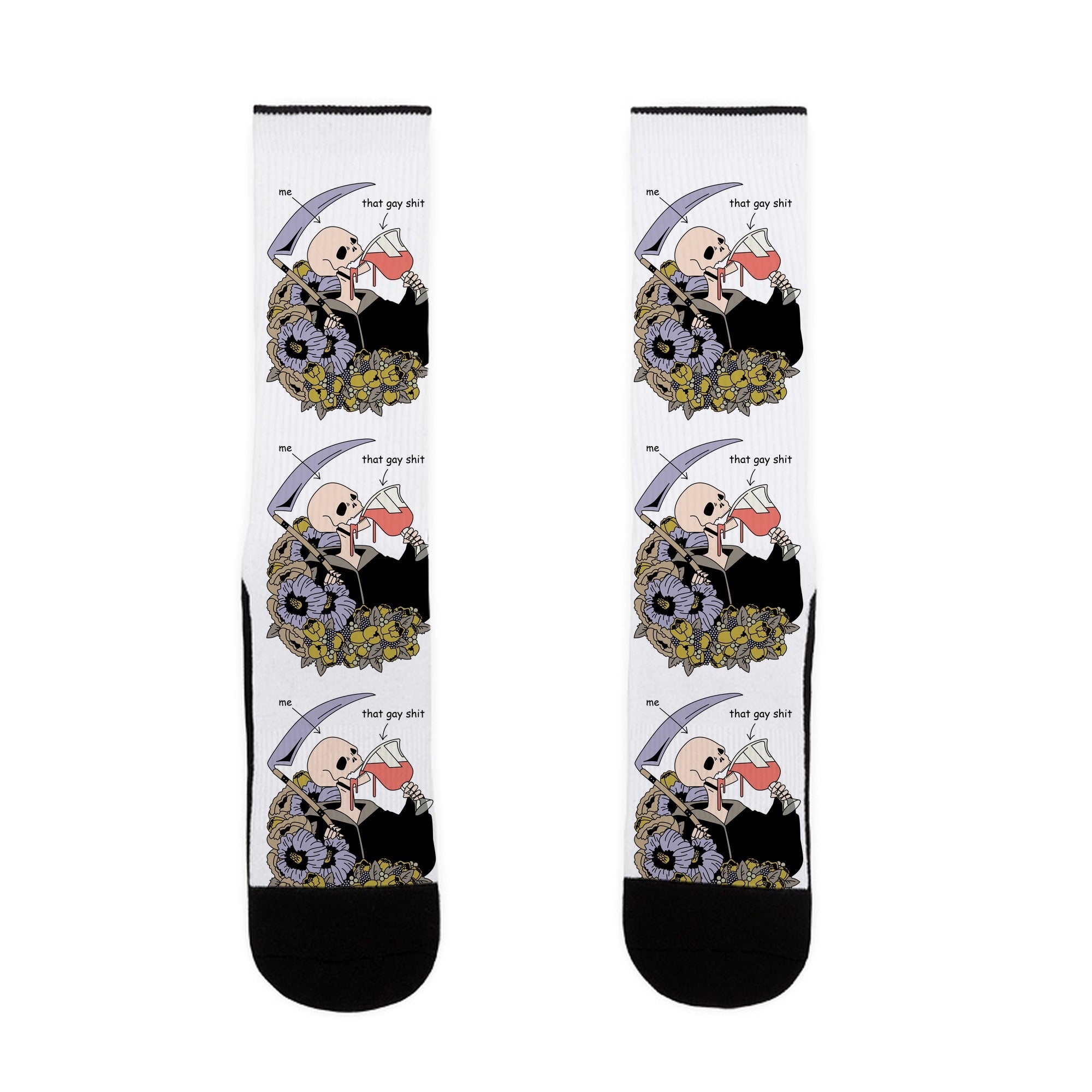 Skeleton Drinking Wine Socks