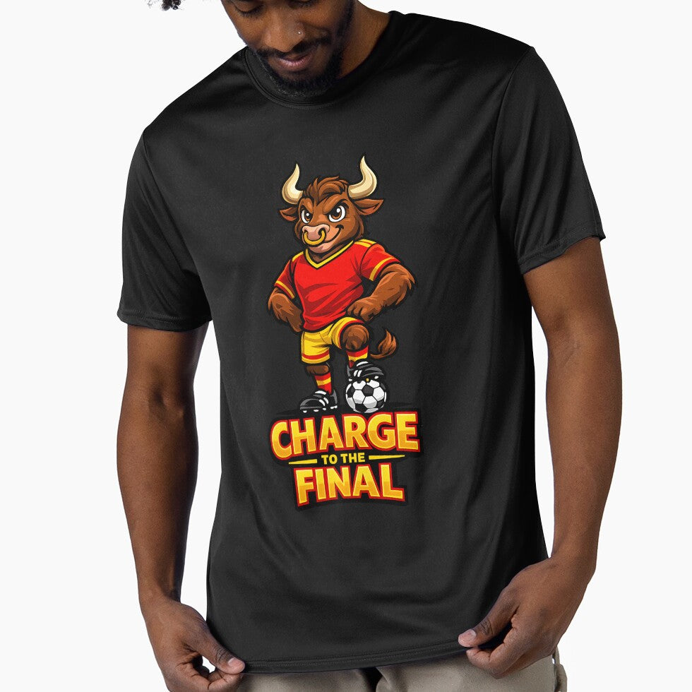 Spain Bull Soccer Mascot – Charge to the Final Football Fan T-Shirt & Sticker by  Artistry in Motion by MADsrecreation