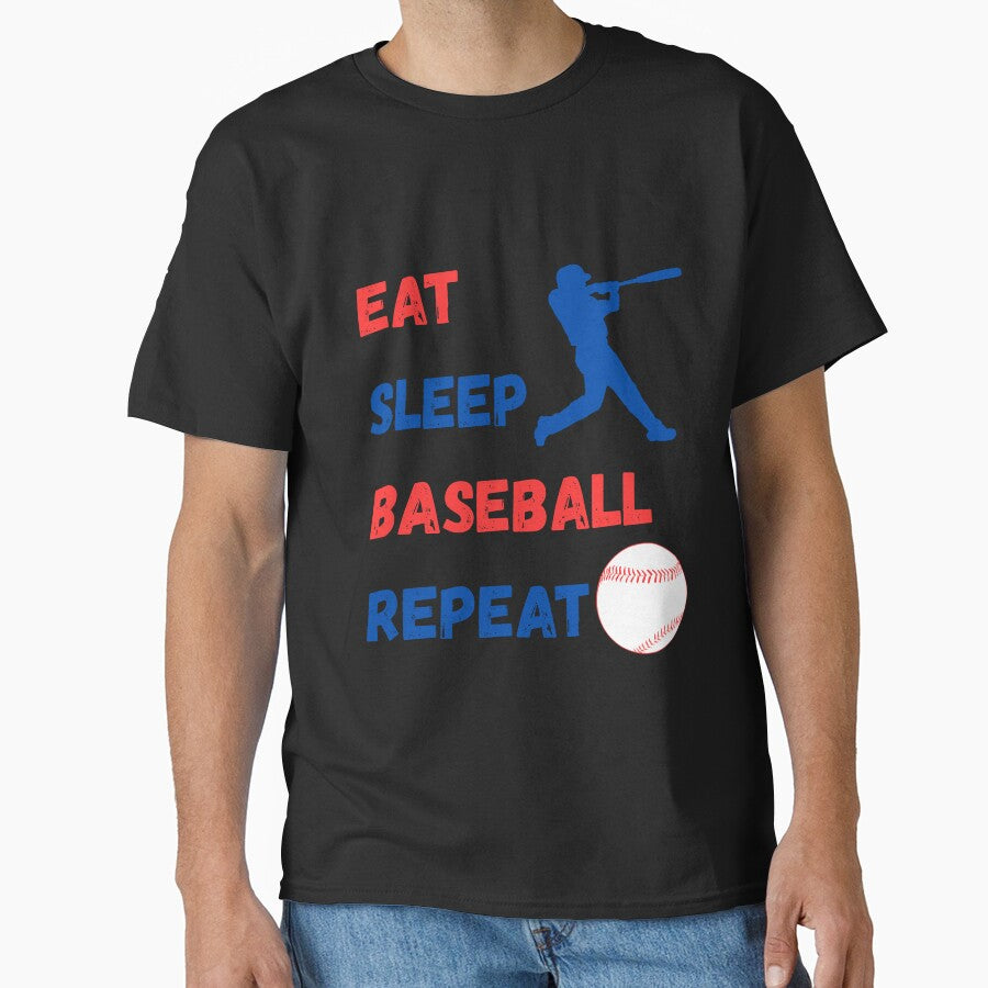 Eat Sleep Baseball Repeat – Vintage Batter Lifestyle Graphic Tee by KapiPrint