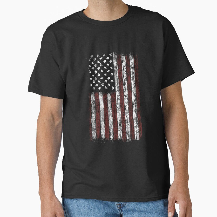 Vintage American Flag Long Sleeve Shirt Men Usa Flag T-Shirt by pourvasecandi