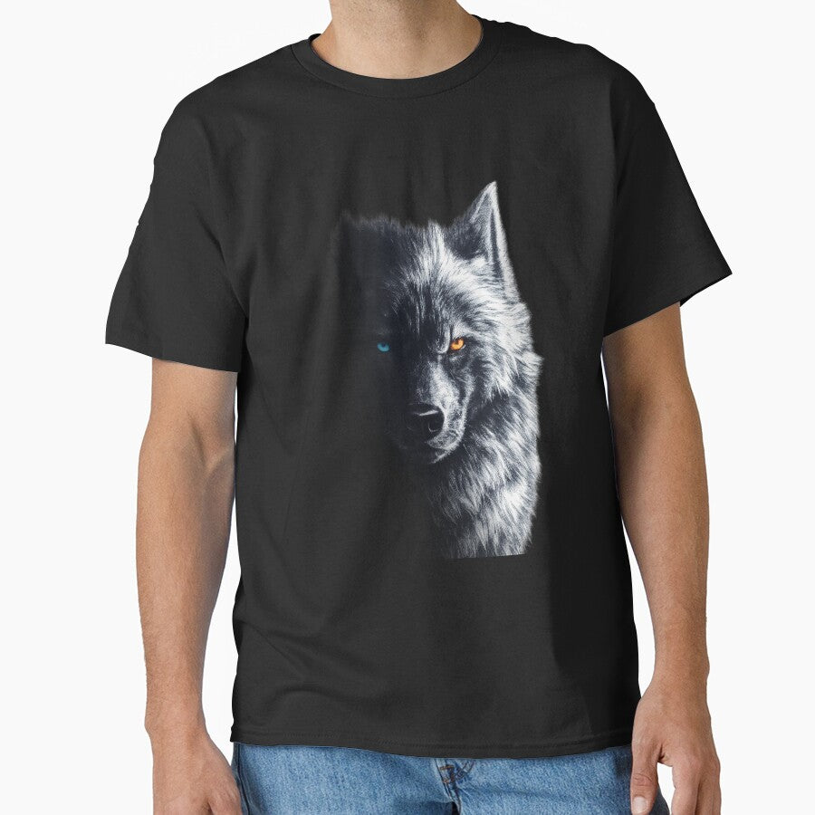 Half Shadow Wolf – Glowing Blue and Orange Eyes by AmitBhambri