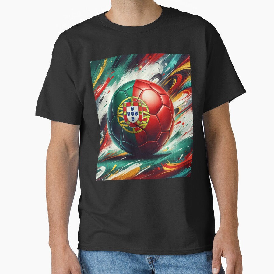 Portugal Soccer Ball Art Dynamic Football Painting with Portuguese Flag Colors by ssmg80