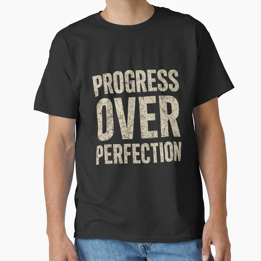Inspiring Progress Over Perfection Graphic Unisex Shirt by ThreadQuirk