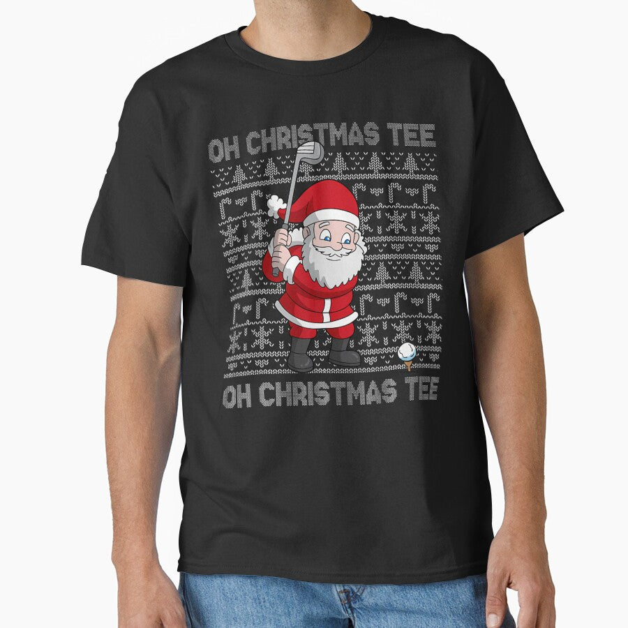 Golf Oh Christmas Tee Santa Claus Golfer Golfing Short Sleeve by Bryden6Safa