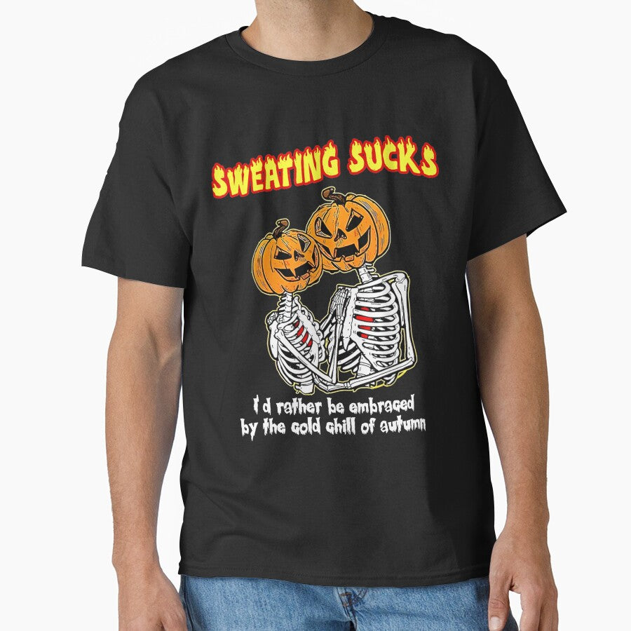 Sweating Sucks Skeleton Halloween Couple Skeleton Pumpkin by leshiarivers
