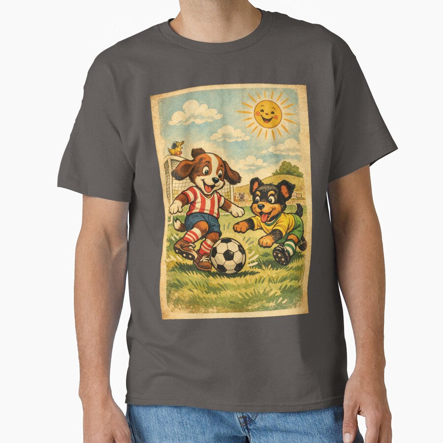 Football Puppies – Funny dogs playing football (vintage) by Mauswohn