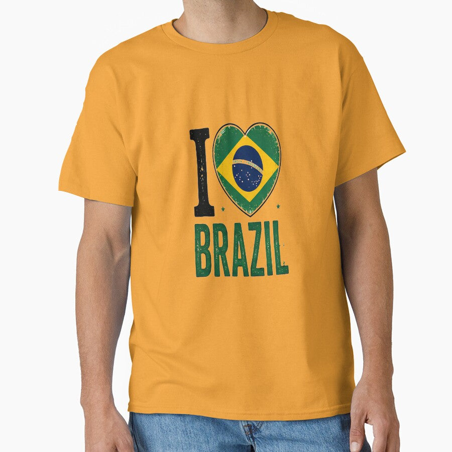 I Love Brazil Retro Distressed Flag Heart Heritage by PACS0011