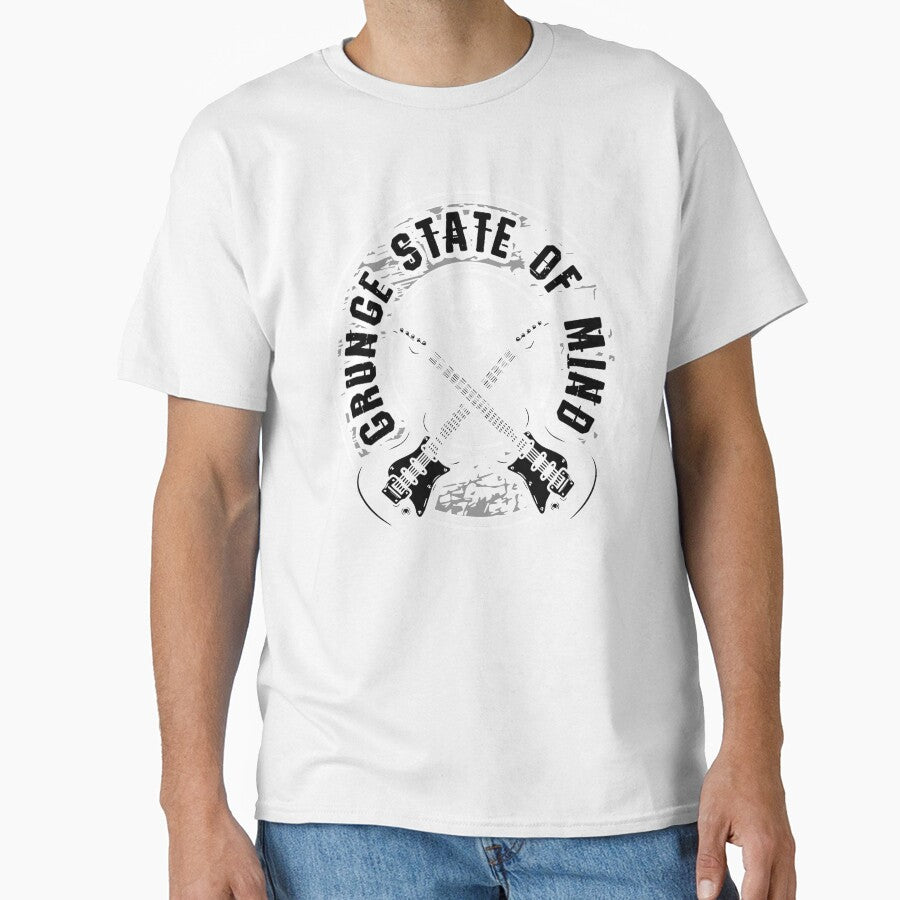 Grunge State of Mind - 90s Rock Guitar & Skull Art by Dmetalx Art Apparel