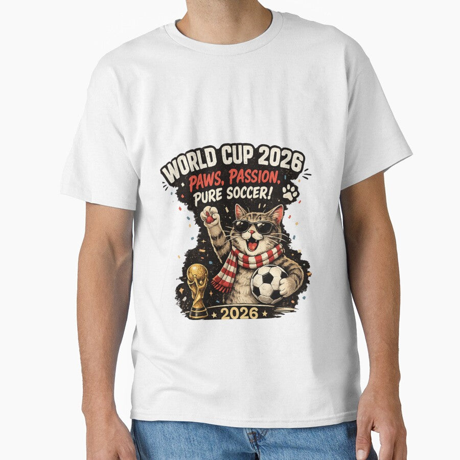 World Cup 2026 Funny Cat Soccer Retro Shirt by Pawvetica