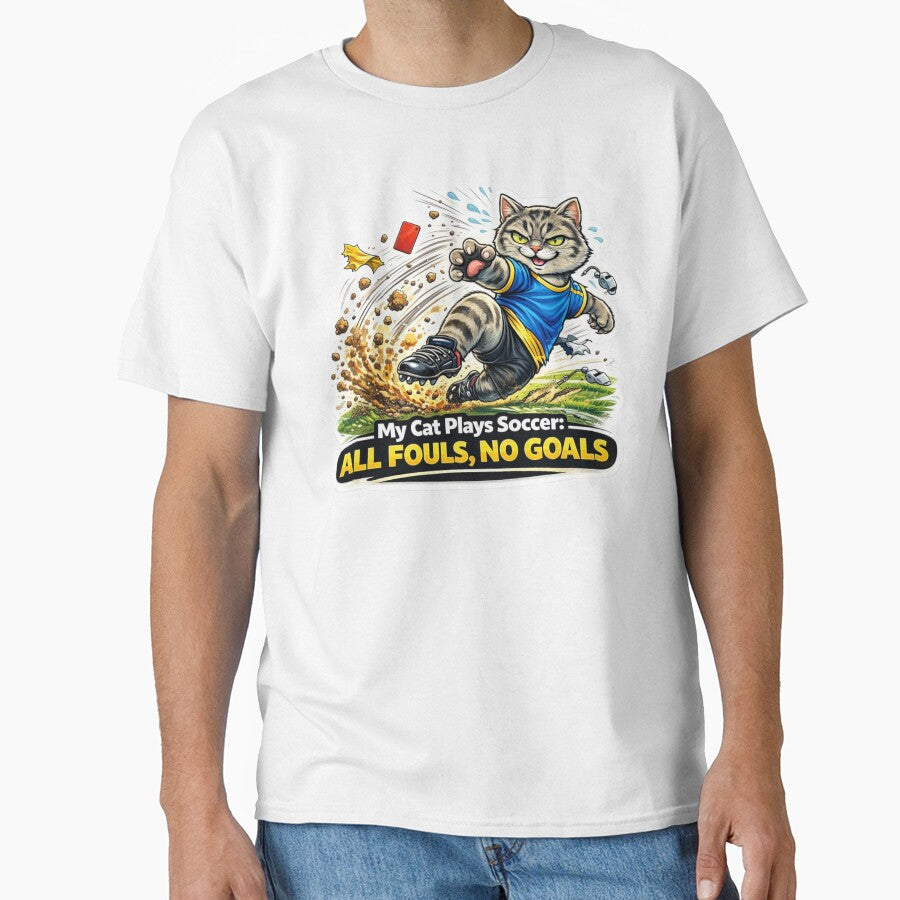 Funny Soccer Cat Shirt – All Fouls No Goals by Gentlestate