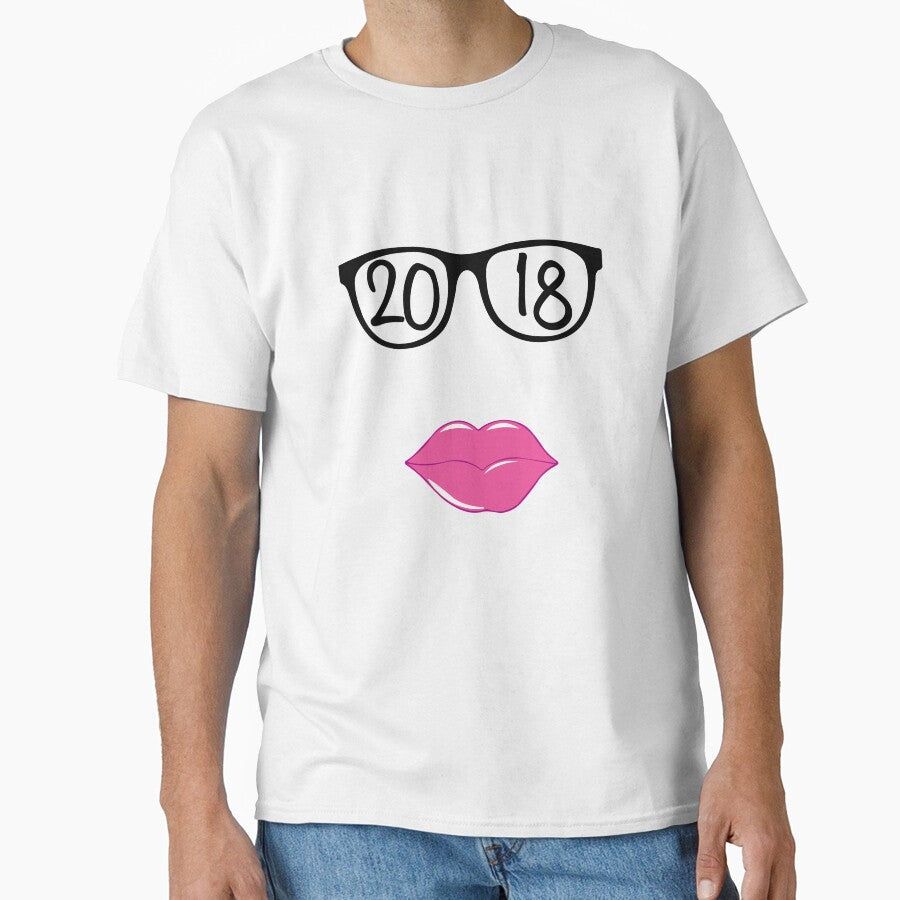 New Year 2018 | Eye-glasses Pink Lip T-Shirt by AllStarMerch