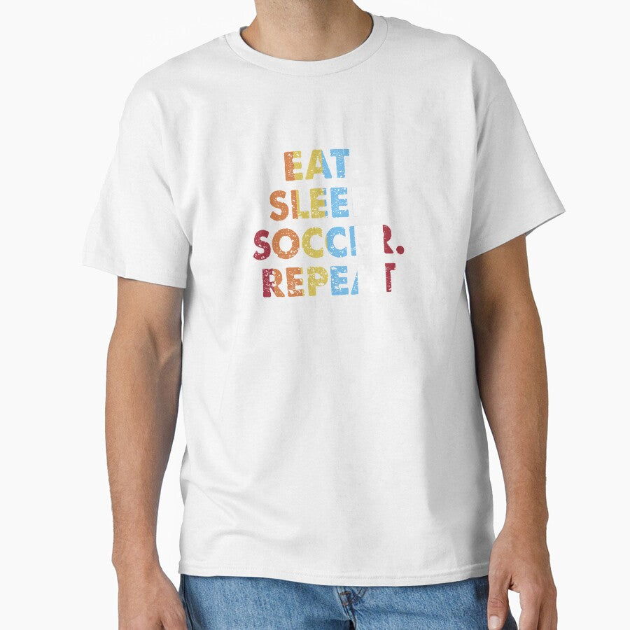 Retro Eat. Sleep. Soccer. Repeat. Vintage Sports Saying Novelty Gift idea by Orange Pieces