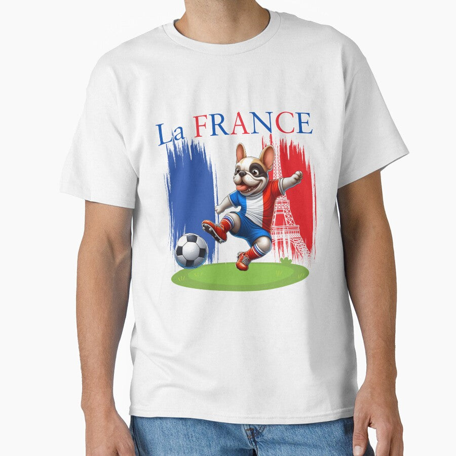 French Bulldog Eiffel Tower Soccer Football Game Go Blues by Oz64