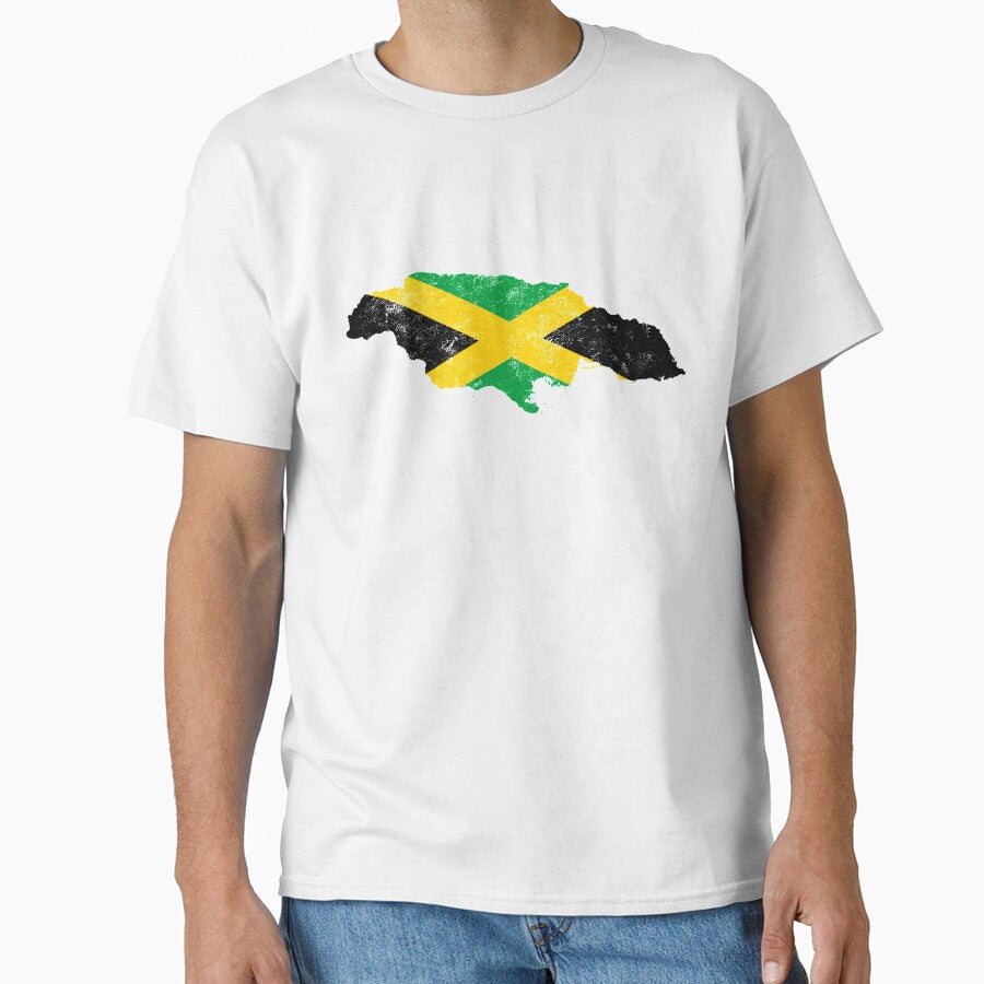 Jamaica Flag map tshirt distressed vintage by farhanhafeez