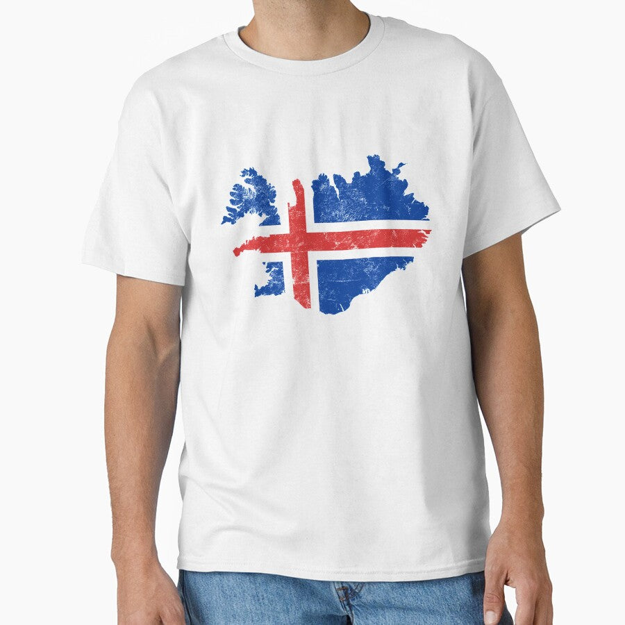 Iceland Flag Map tshirt distressed vintage by farhanhafeez