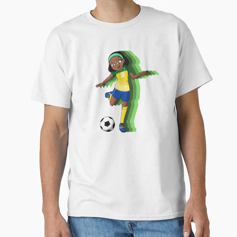 A Female Soccer Player with Green Background by KiyaSketches