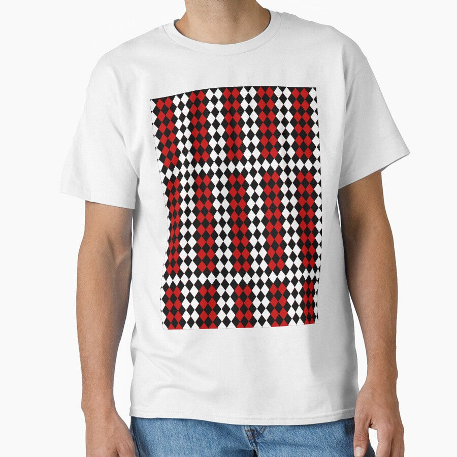 Diamond Harlequin Pattern – Red Black White Argyle by Zaya_art