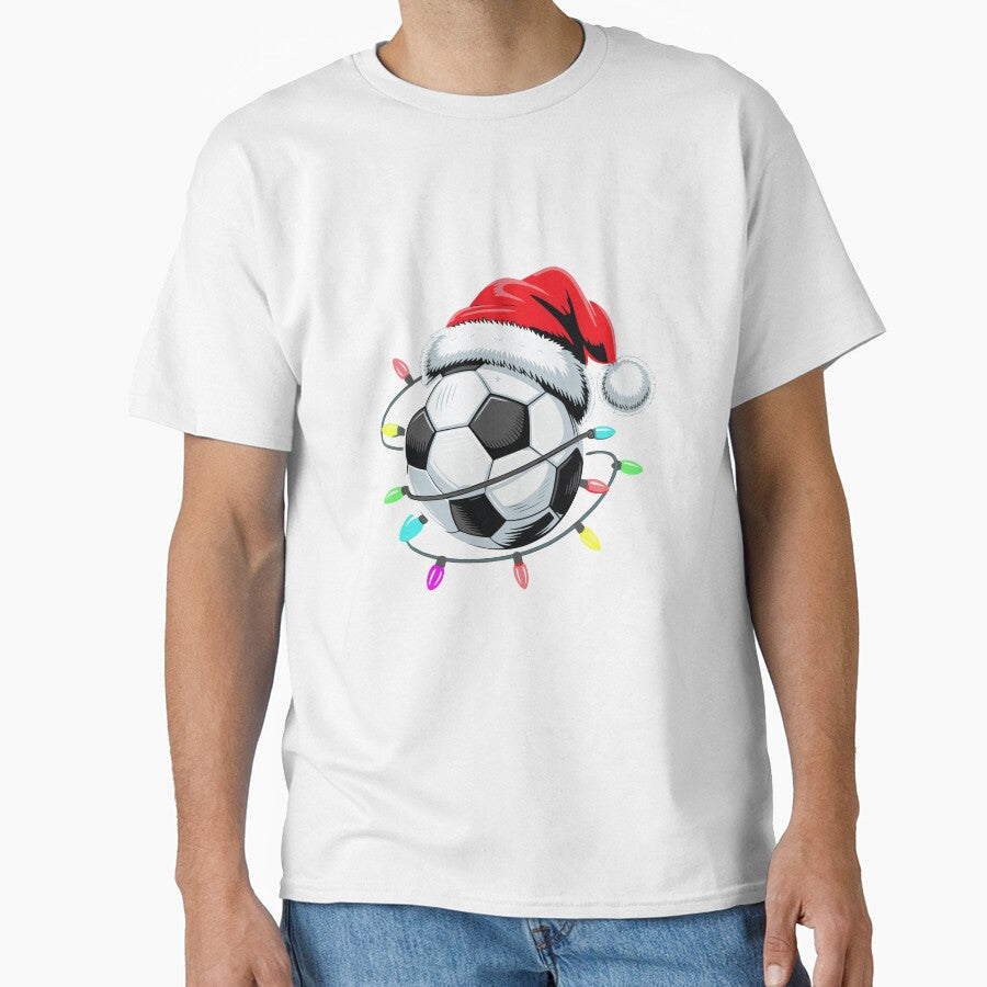 Santa Soccer Ball Christmas Lights Kids Boys Women Men Youth by clothesy7
