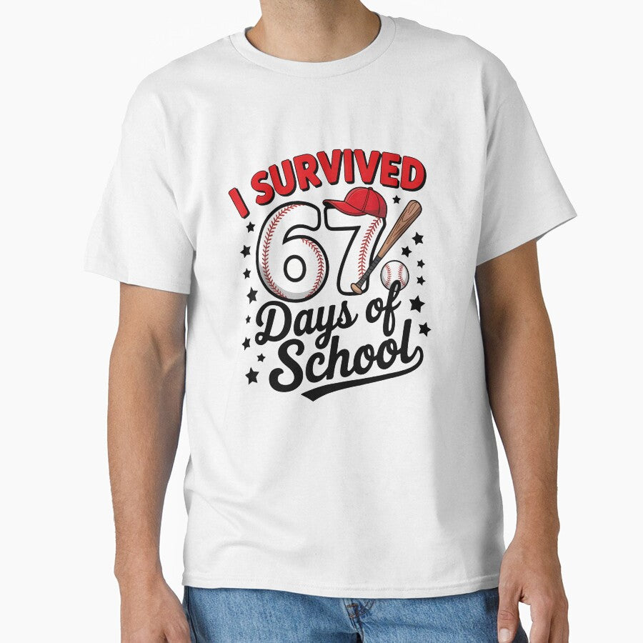 I Survived 67 Days Of School Baseball Player Teacher Student by cawtoon