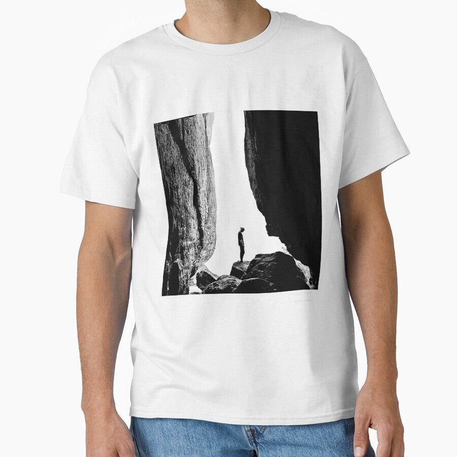 Urban Streetwear – Black and White Minimalist Rock Silhouette Design by sachiniDee