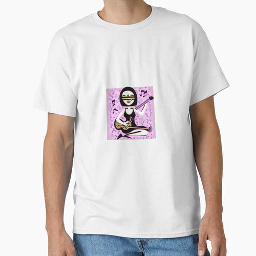 "Música Mística: Una Mujer con un Vestido Negro y Lentes Futuristas Tocando el Violín" by FunnyShopGirl