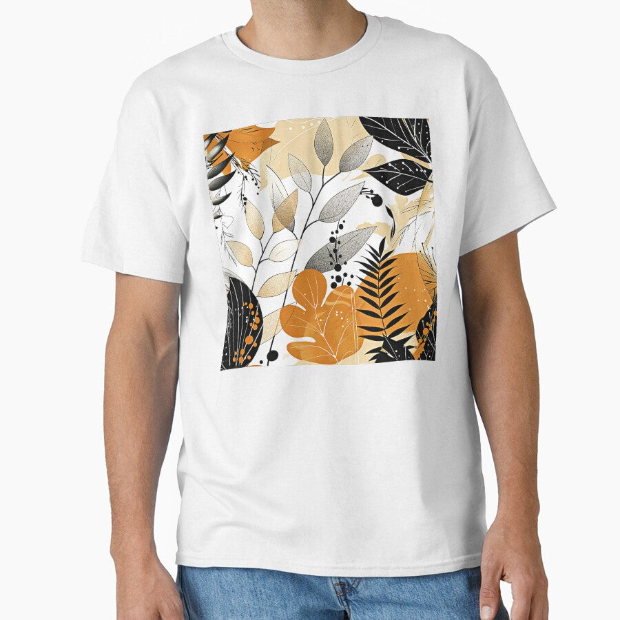Boho-Inspired Earth Tone Leaves Aesthetic Abstract Art by DEC02