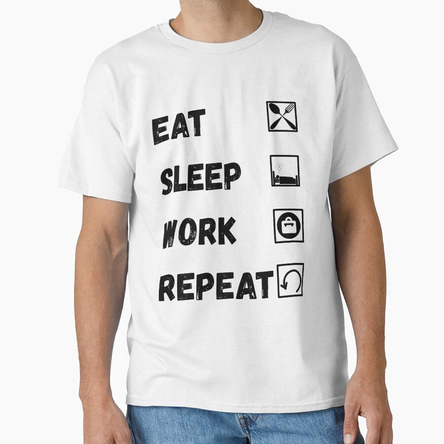 Minimalist Eat Sleep Work Repeat Routine Graphic for Productivity Lovers by KapiPrint