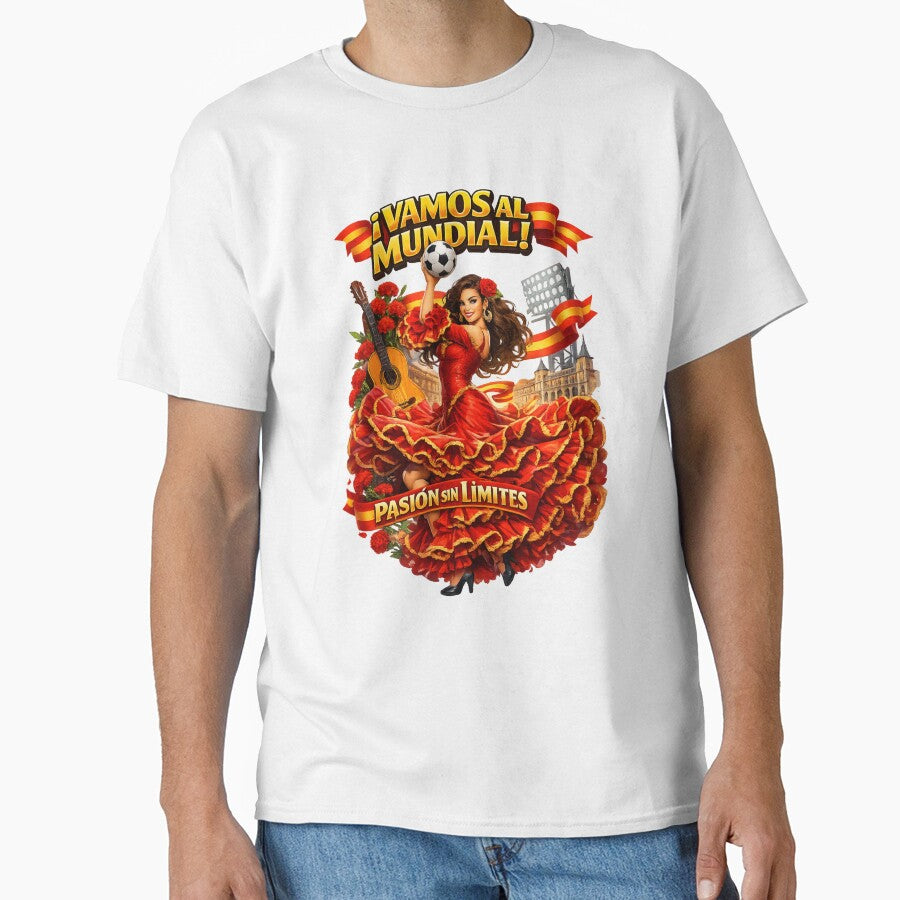 Spanish Flamenco Football Fan Shirt – Unique World Cup 2026 Supporter Design by Retro Arabica