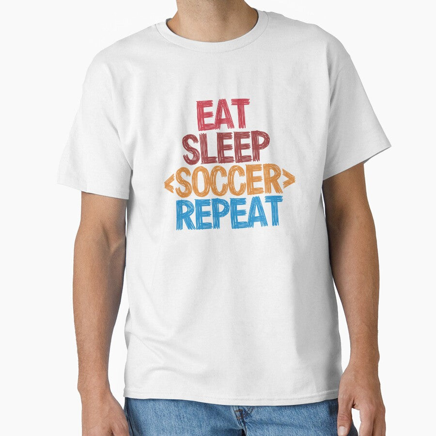 Eat Sleep Soccer Repeat - Funny Retro Vintage Colors Typography Satire by FunnyHomeQuotes