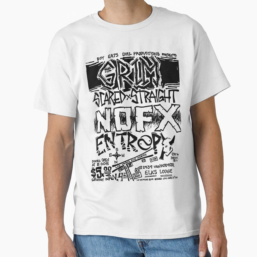 1986 punk show flyers NOFX, THE GRIM, SCAREDxSTRAIGHT by Emile Roy