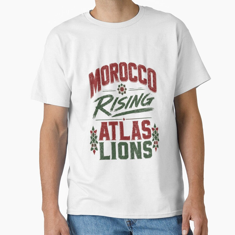 Morocco Rising Atlas Lions Vintage Football T-Shirt by ArthUpscale