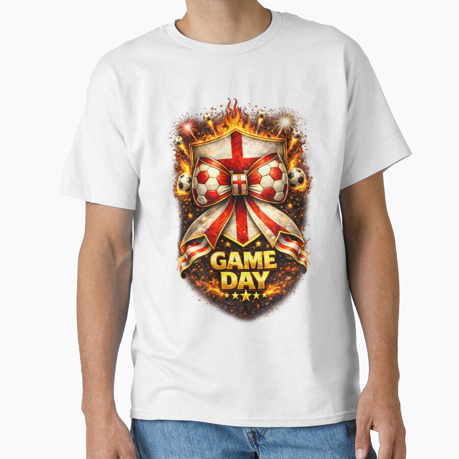 England Soccer Bow Game Day Flaming Crest Graphic by MuniraWearify
