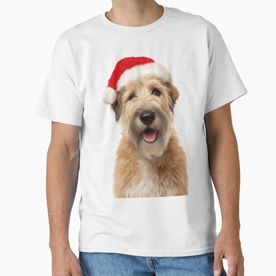 Soft Coated Wheaten Terrier with Christmas Hat – Festive Wheatie dog Xmas Design by LazyOwlStore