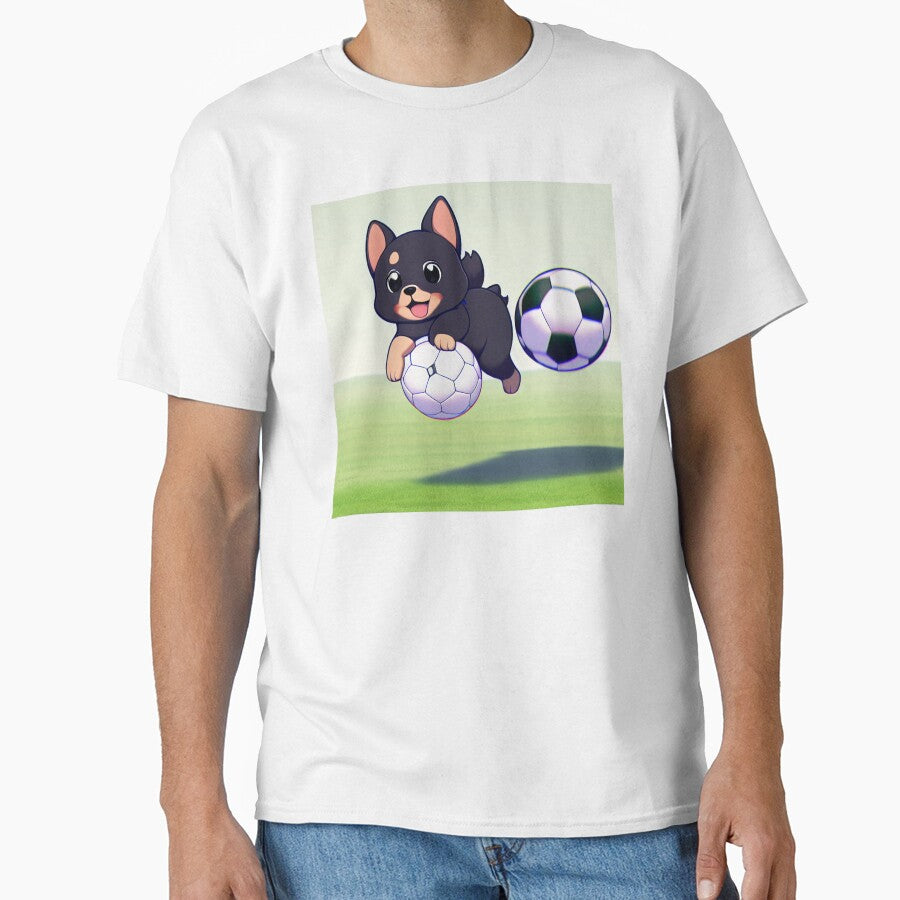 Cute Chibi Dog Holding Soccerball by BAYFAIRE