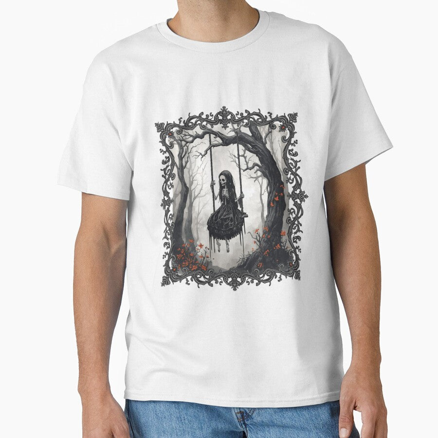 Skeleton girl on a swing by Tragedyshop