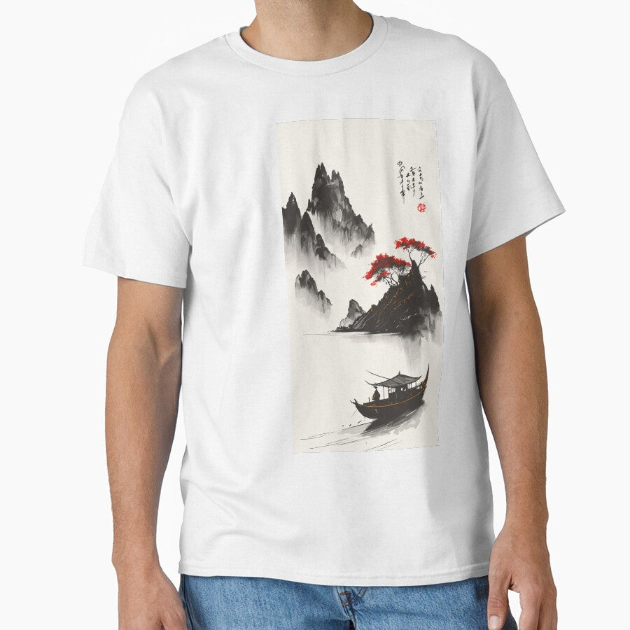 A Muted Chinese Ink Art T-Shirt by ROYALBIRDS
