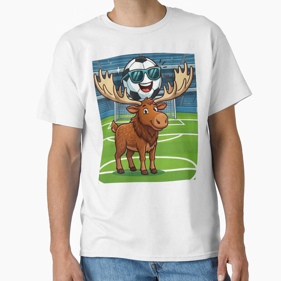 Funny Soccer Moose with Cool Football Character by NadinGerasi