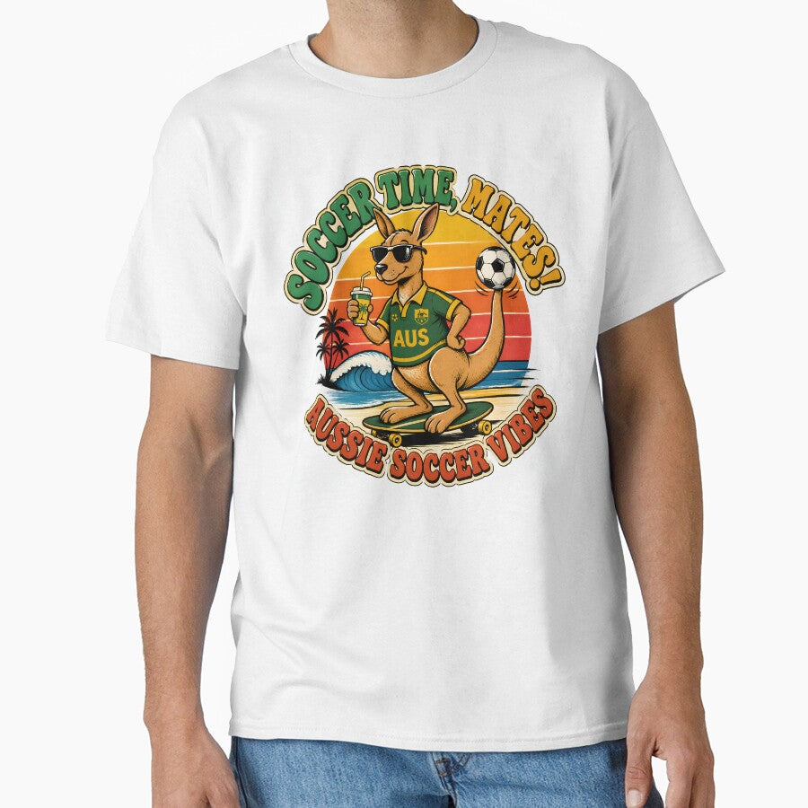 Soccer Time Mates – Aussie Soccer Vibes Funny Kangaroo Beach Design by PatysArt