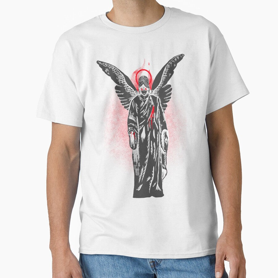 Gothic Angel Wings Tee, Unisex Heavy Cotton T-Shirt, Edgy Graphic Tee, Alternative Fashion, Unique Gift - Streetwear men - Streetwear women by UsandCoDesigns