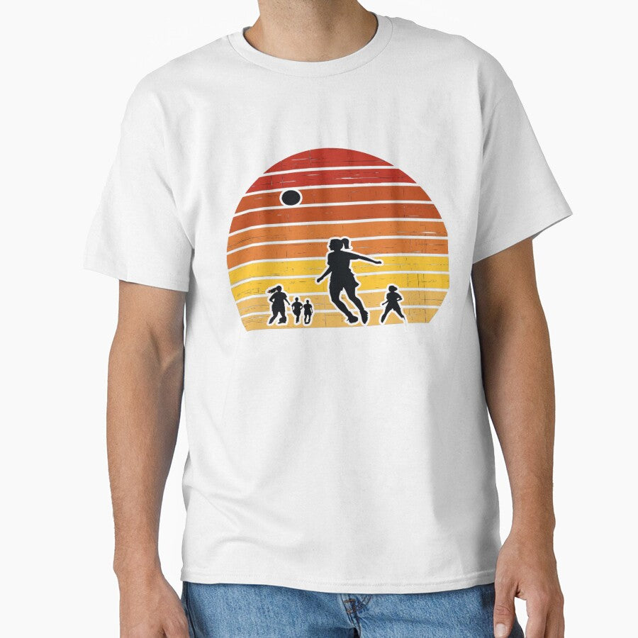 Retro Sunset Soccer Players - PanfurWare LLC T-Shirt by PanfurWare-LLC