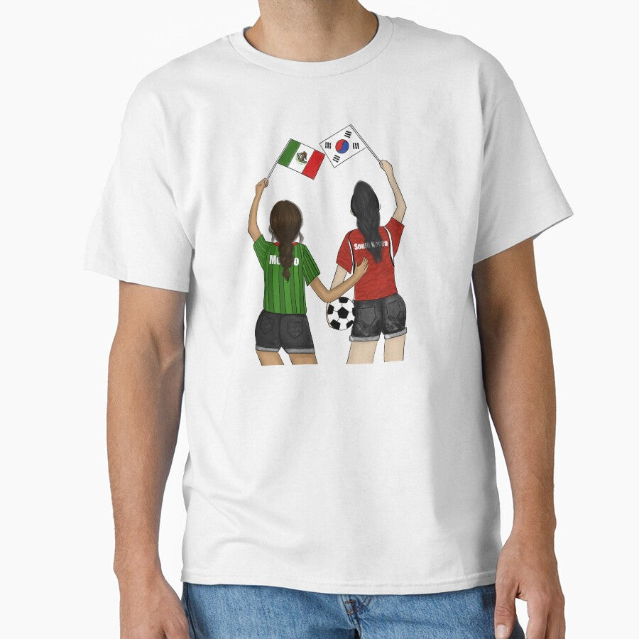 Mexico vs South Korea Soccer Fans - Friends Cheering for their Team with Flags by SMillustrations