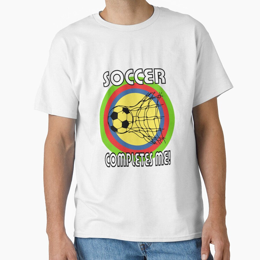 Soccer Completes Me / Football Design on a Green Red White Blue Yellow Circles by ThisNThatImages