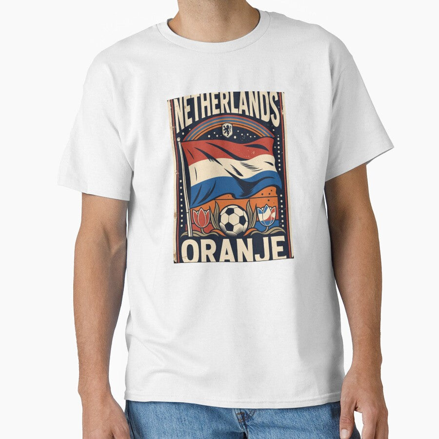 Netherlands Oranje Retro Soccer Poster | Vintage World Cup Football Art by Nexus Space