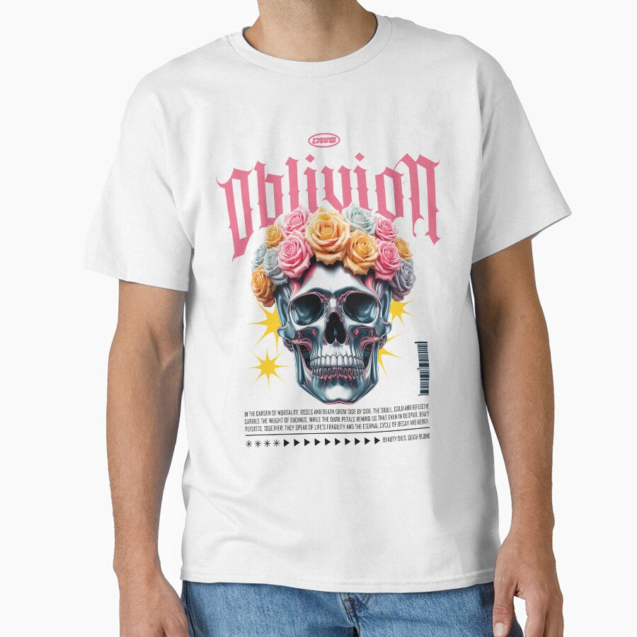 Oblivion Skull Floral Gothic Aesthetic TSHIRT by StudioDWS
