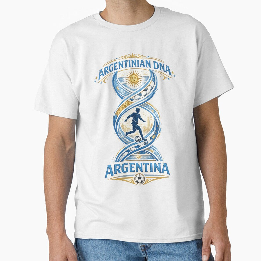 Football  Argentinian DNA T-Shirt | Argentina Soccer Fan Design by Atlas Ink Lab