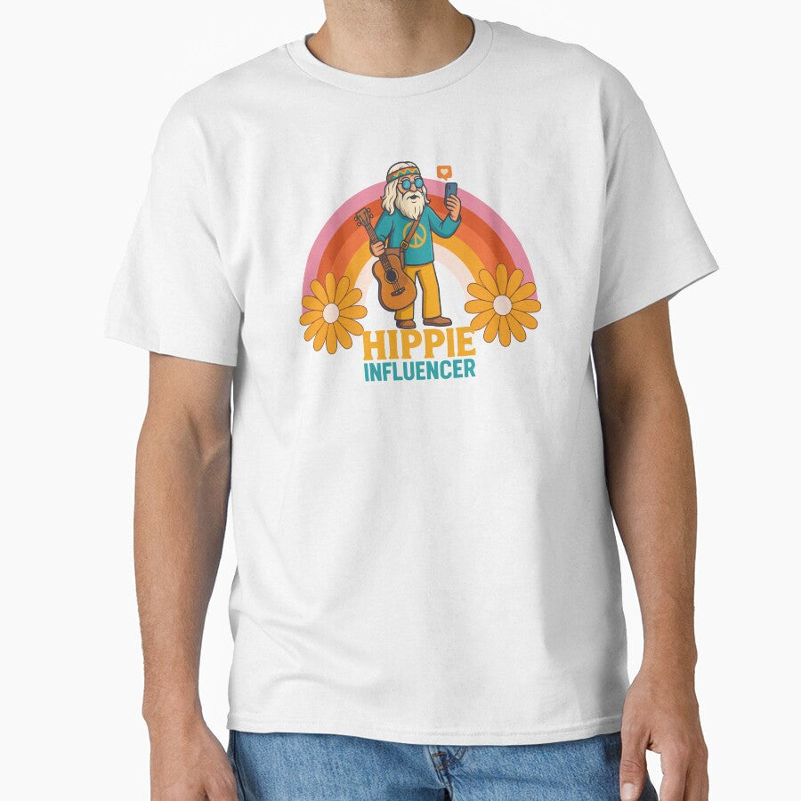 Elderly White Hippie Influencer – Funny Retro Selfie Design by Lunaria Arts