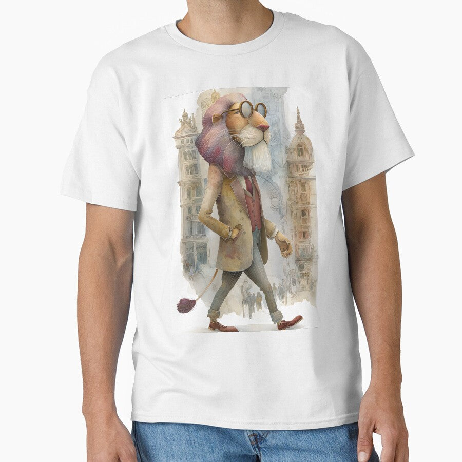 Stylish Lion Walking Through City Streets Elegantly by Artessie