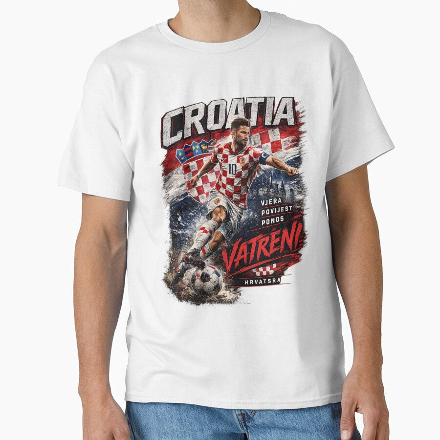 Croatia Football Fan Art T-Shirt | Croatian Soccer Supporter Graphic | Vatreni Inspired Sports Design by CosmoMerchStore