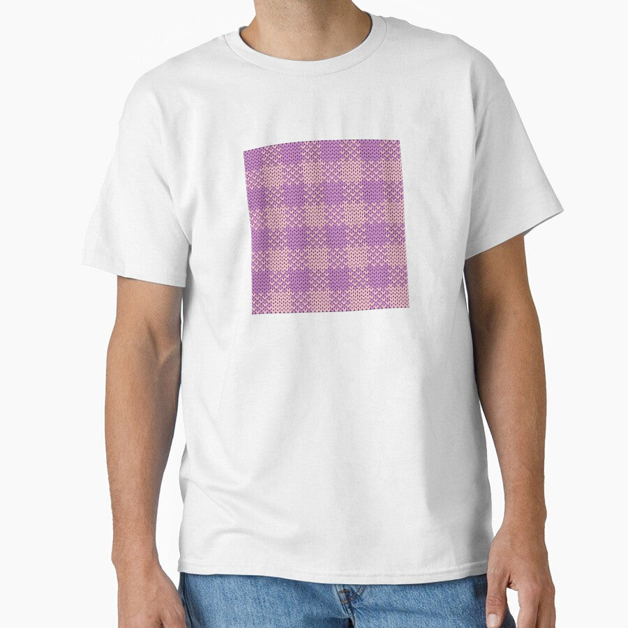 A pink plaid knitted yarn pattern in a square shape. by Nengsang